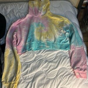 Frankie B Kylie Crystal Crop Hoodie Size XS